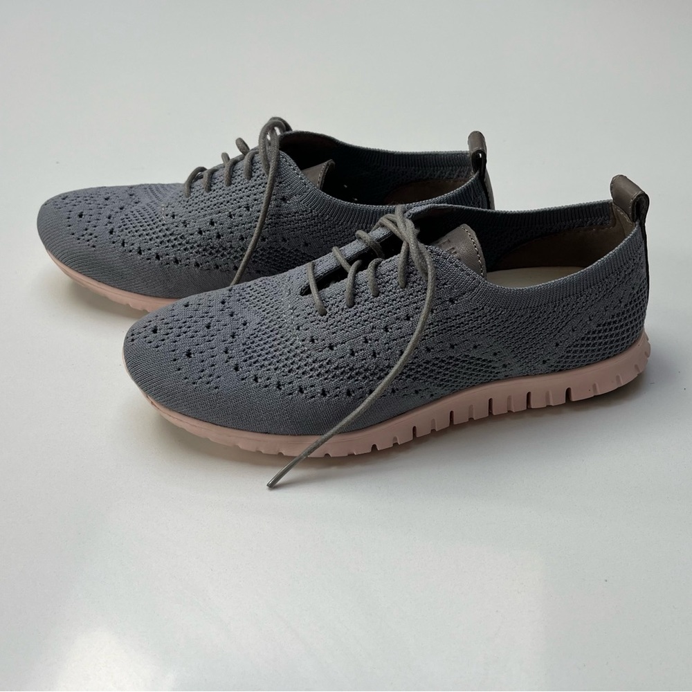 like new, worn once cole haan zerogrand stitchlite oxfords gray pink sz 6